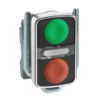 Double headed Push Button Illuminated Green and Red flush Spring Return Unmarked